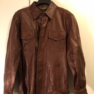 J.L. Powell Leather Button Up Shirt